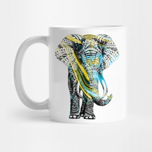 Intricate Asian Elephant Colorful Illustration Mug